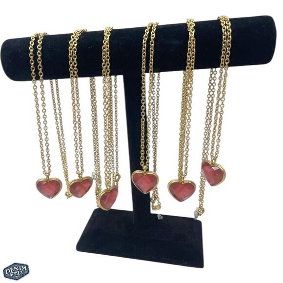 JULIE VOS Women’s 24K Gold Plated Irisdecent Blush Pink Heart Pendant Necklace - Picture 16 of 16